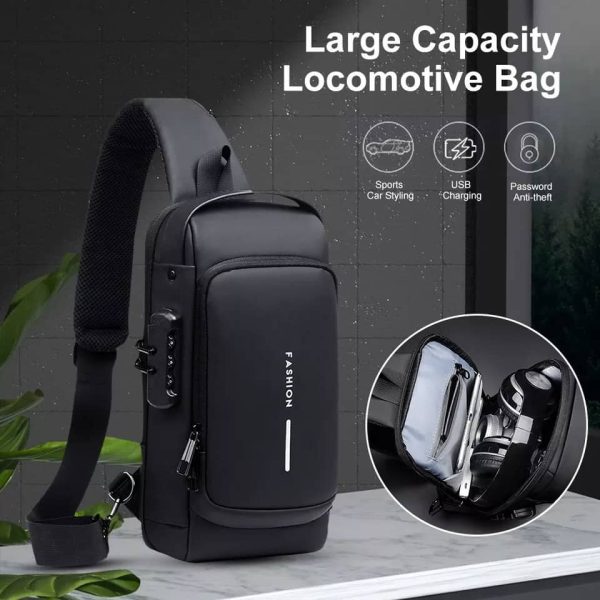 USB charging sport sling Anti-theft shoulder bag