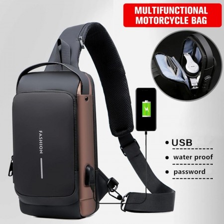 USB charging sport sling Anti-theft shoulder bag