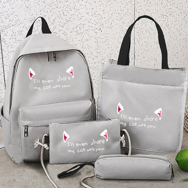 Fashion New Printing 4 Piece 1 Set Student School Bag Women Casual Travel Backpack